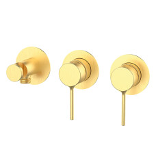 Вбудований горизонтальний змішувач з подвійним керуванням GRB Time Brushed Gold PVD (47735488)