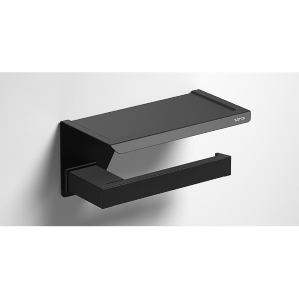 Тримач туалетного паперу з полицею Sonia S-Cube black (176373)