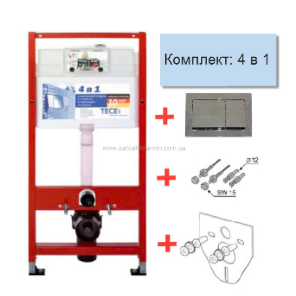 Інсталяція для унітазу TECE  4 в1. Кнопка BASE хром (9400006)