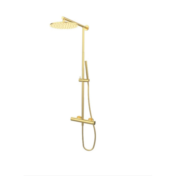 Душова стійка з термостатом, телескопічна, GRB Time Brushed Gold PVD (47425488TLC)