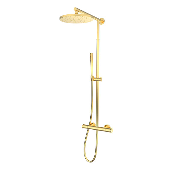 Душова стійка з термостатом телескопічна GRB Nava Brushed Gold PVD (66425688TLCDRY)